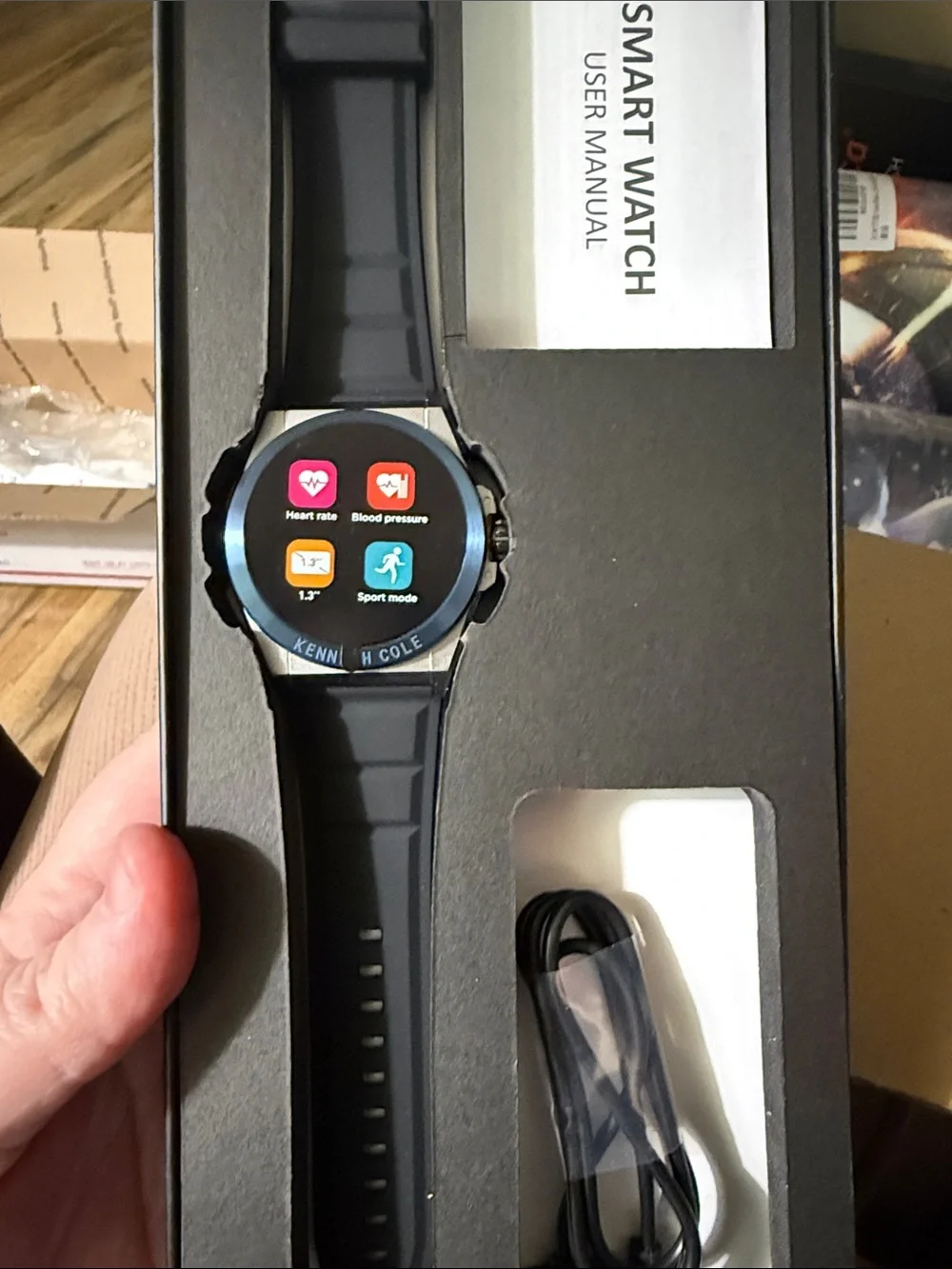Kenneth Cole Black and Silver Touchscreen Smartwatch